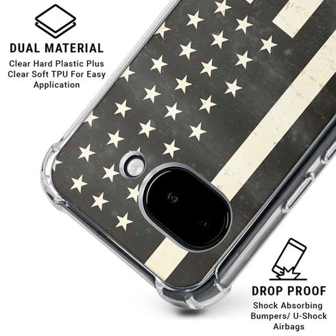 Black & White USA Flag Google Pixel 9a Clear Case